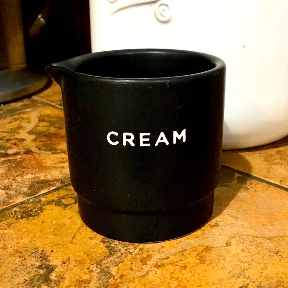Creamer black ceramic jar kitchen country cottage baking cooking tea coffee